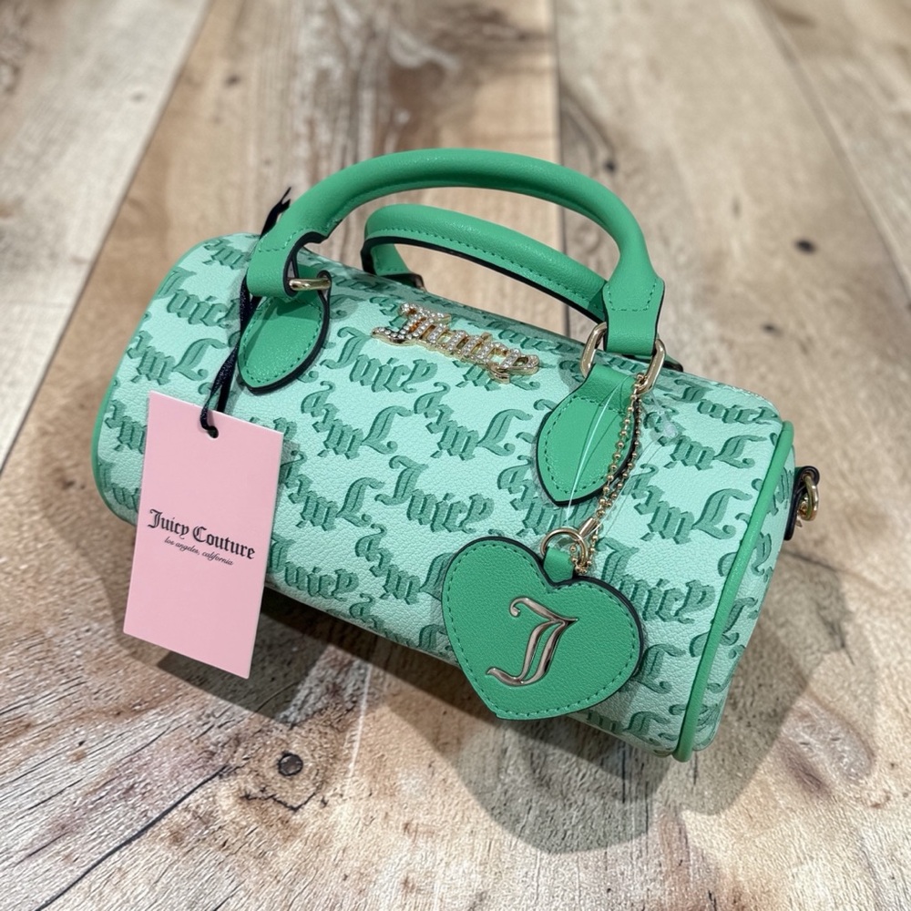 Juicy Couture Pep In Her Step Mini Barrel Bag Purse Mint Green Bling Y2K